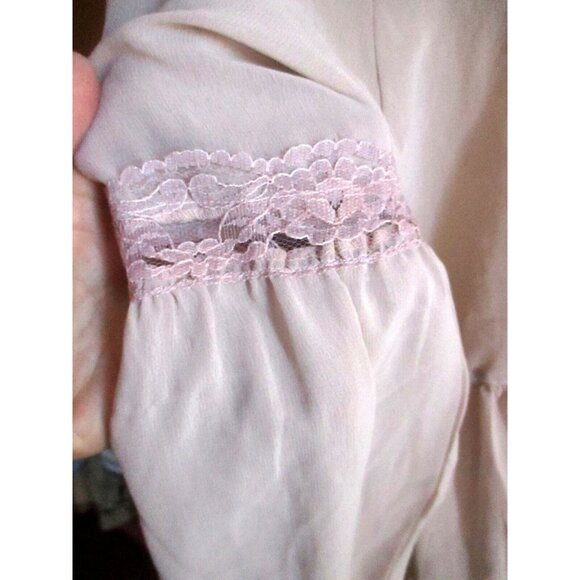 Angie Womens Peasant Top With Lace Details & Button Front Light Pink M - Picture 6 of 7